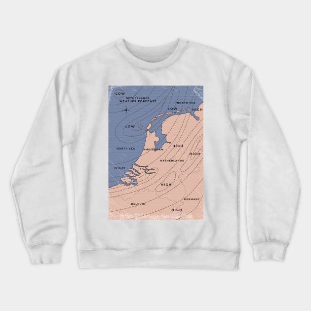 Netherlands Weather map Crewneck Sweatshirt by nickemporium1